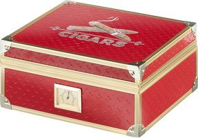 Zigarrenzubehör Humidor  Angelo rot mit goldfarbenen Metallrahmen (920048)