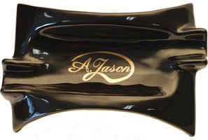 Zigarrenzubehör Aschenbecher  A. Jason schwarz (für 2 Cigarren) 9010021