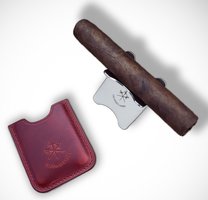 Zigarrenzubehör Zigarrenbank  Les Fines Lames Chrom mit Lederetui (cherry-red)