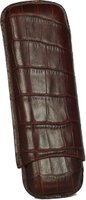 Martin Wess petit corona leather cigarcase collection 2er Kroko braun (596) (10427)