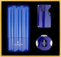 Zigarrenzubehör Geschenkideen  Inzpirato Etui, Feuerzeug & Cutter blau (77715)