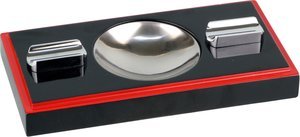 Zigarrenzubehör Aschenbecher  Classic Schwarz Rot 2 Ablagen (523641)