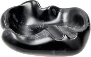 Zigarrenzubehör Aschenbecher  Classic Keramik schwarz-marmoriert mit 2 Ablagen (6610051)