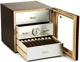 Zigarrenzubehör Humidor  Adorini Medium Deluxe Walnut/Alu (8134)