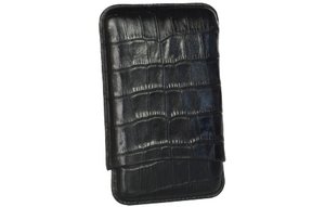 Martin Wess demi tasse leather cigarcase collection 5er Kroko schwarz (503-11) (10286)