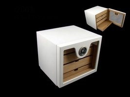 Classic Cabinet Humidor Lack weiß (92001) Premium mit 2x Acrylpolymerbefeuchtern