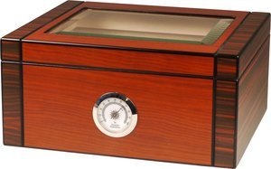 Zigarrenzubehör Humidor  Classic schwarz/rot-braun matt Deckel mit Glaseinsatz (561279)