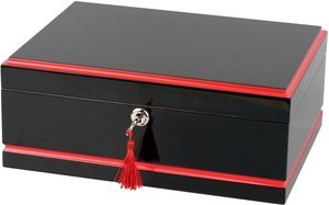 Zigarrenzubehör Humidor  Classic schwarz rot für ca. 50 Zigarren (562361)