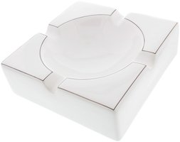 Zigarrenzubehör Aschenbecher  Classic Weiß 4 Ablagen Silberrand (523051)