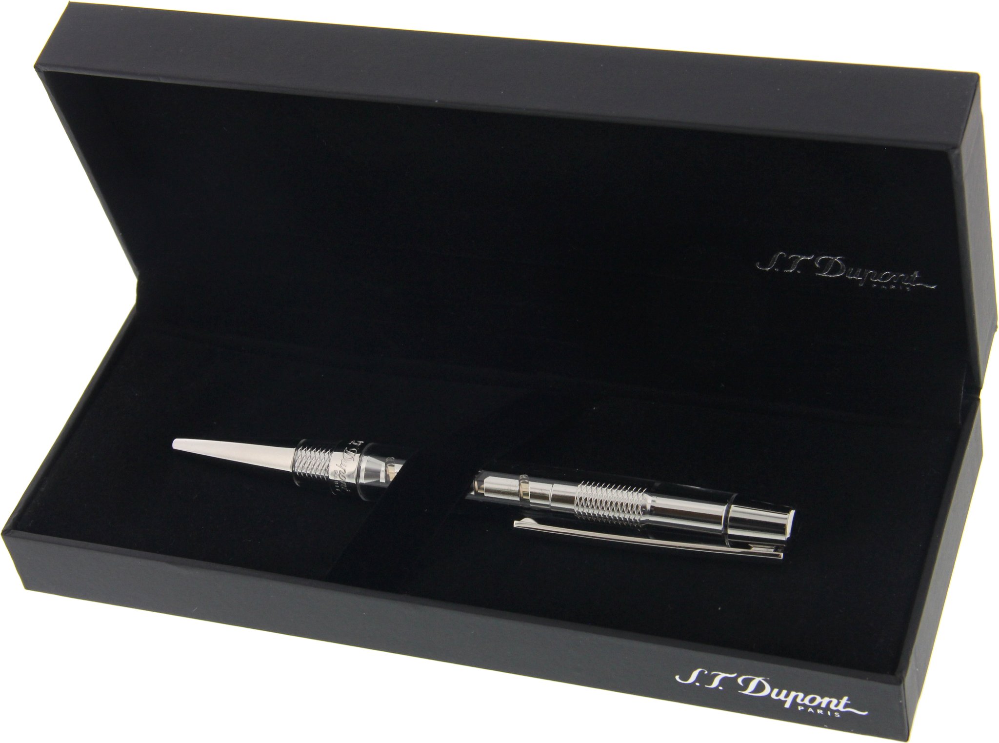 S.T. Dupont Accessories Kugelschreiber Transparent Palladium (405725) Box offen