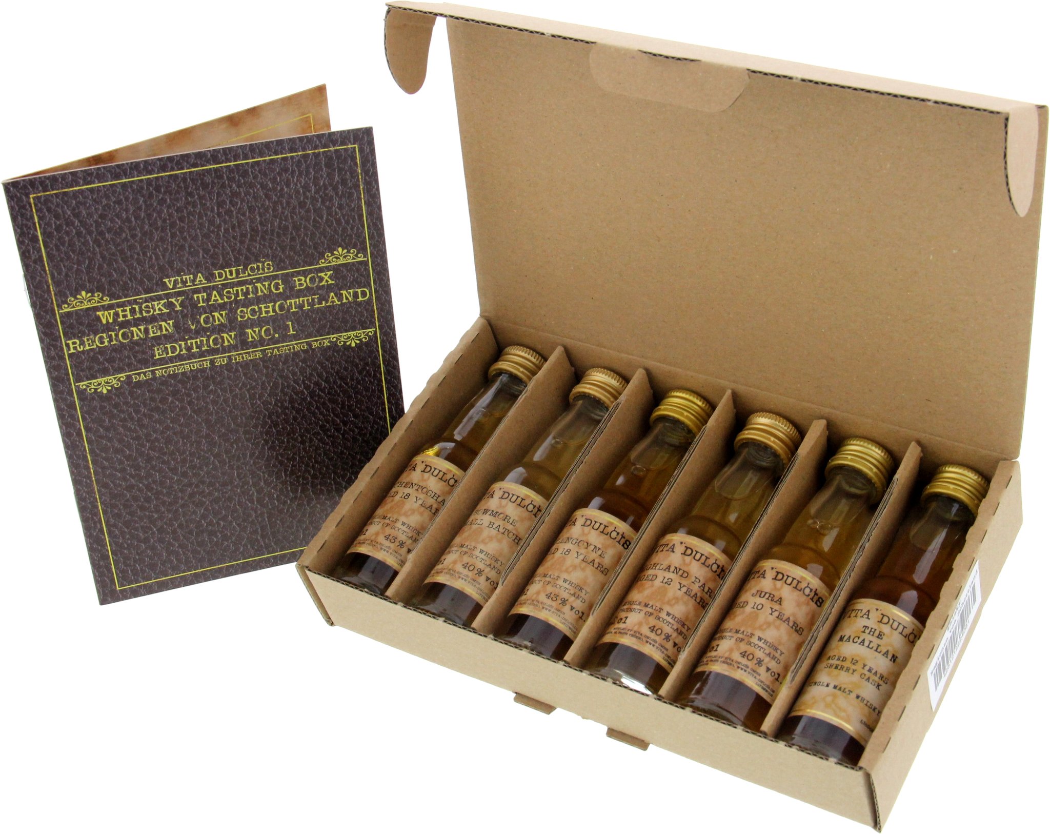 Vita Dulcis Whisky Tasting Box Regionen von Schottland offen