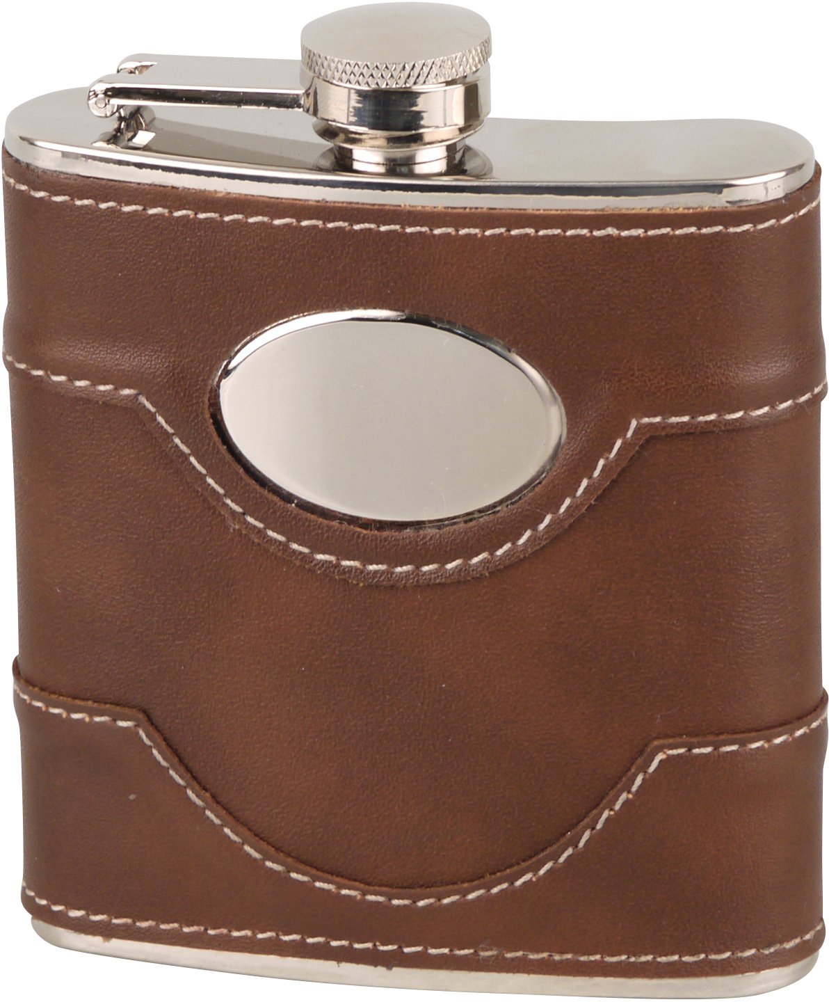 Classic Taschenflasche Edelstahl Lederoptik braun 180 ml (725617)