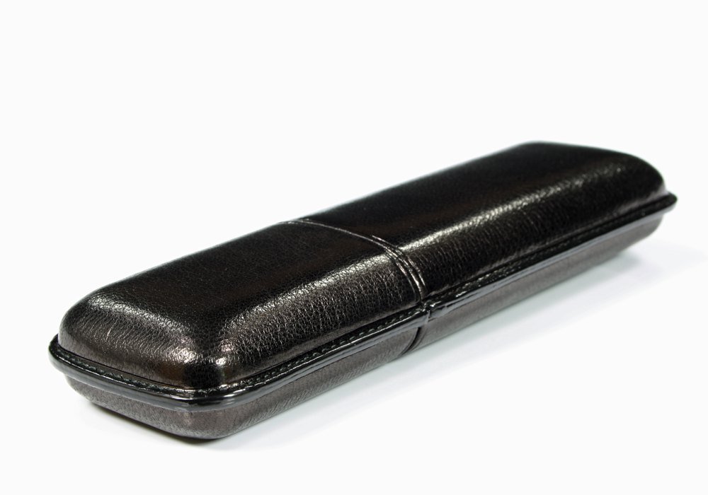 Martin Wess Corona Lederetui Kollektion 2er Ziege schwarz (935) (10548) liegend