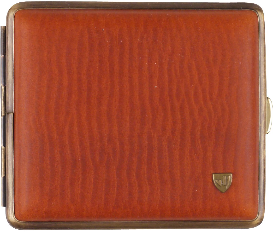 Classic Zigarilloetui 18er Soft Leder braun antik Rahmen Messing (605623)