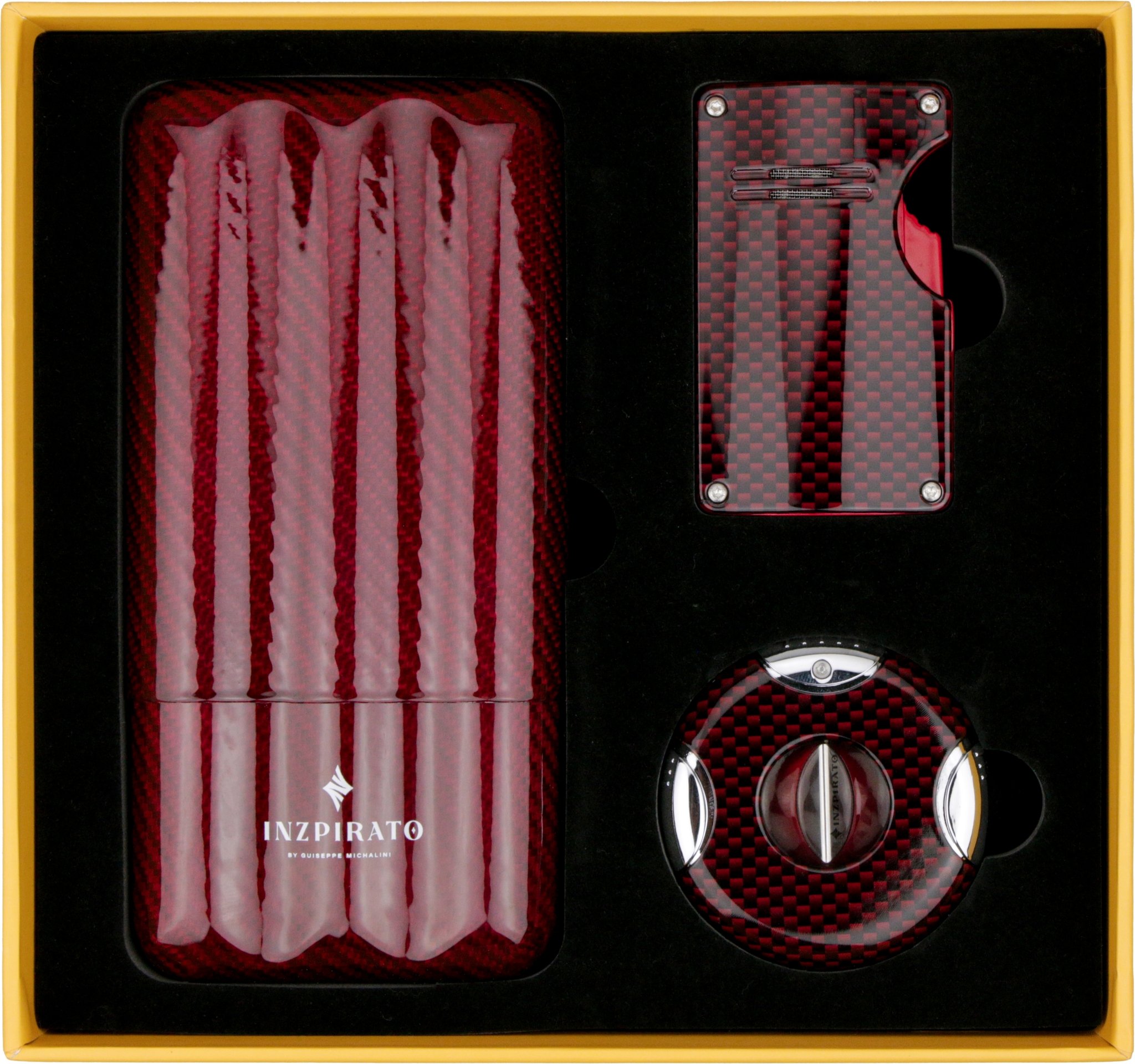 Geschenkset Etui, Feuerzeug & Cutter rot