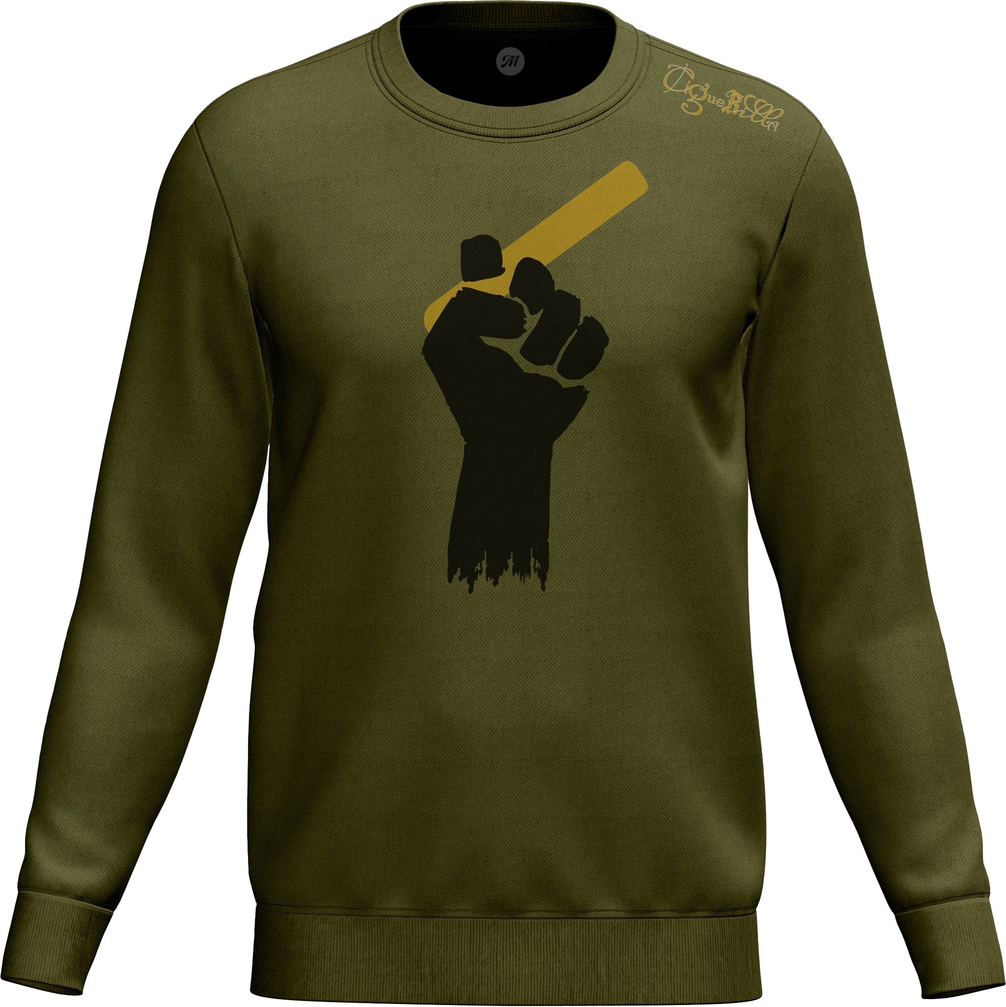 Sweater oliv schwarze Faust