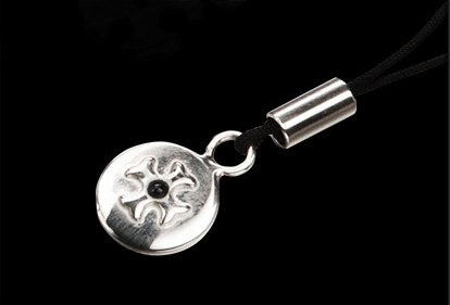 Sillems Handycharms 925er (Anhänger) runde Platte mit Kreuz und Saphir  (1466)