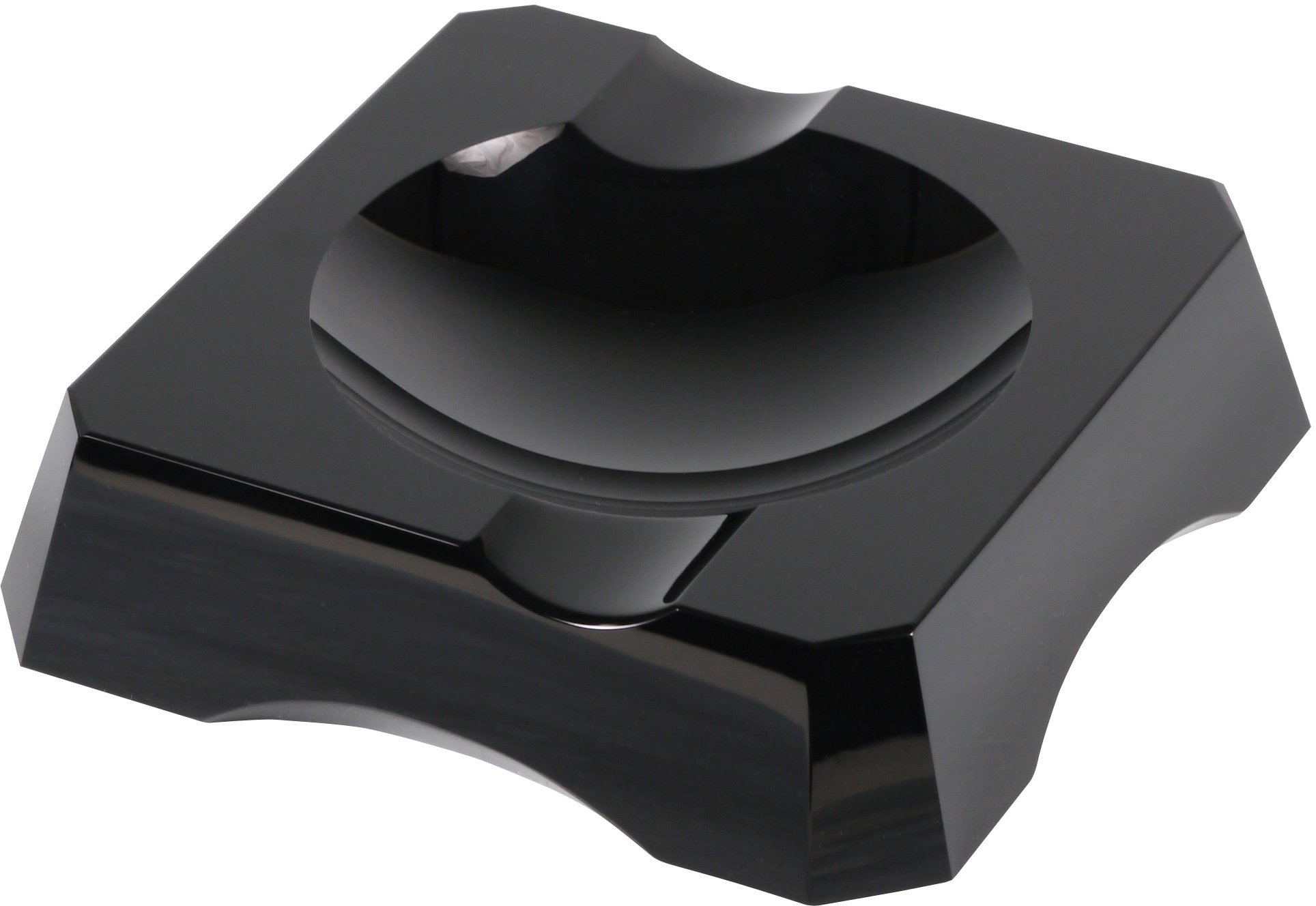 Classic Zigarrenascher Kristallglas quadratisch schwarz für 2 Zigarren (523436)