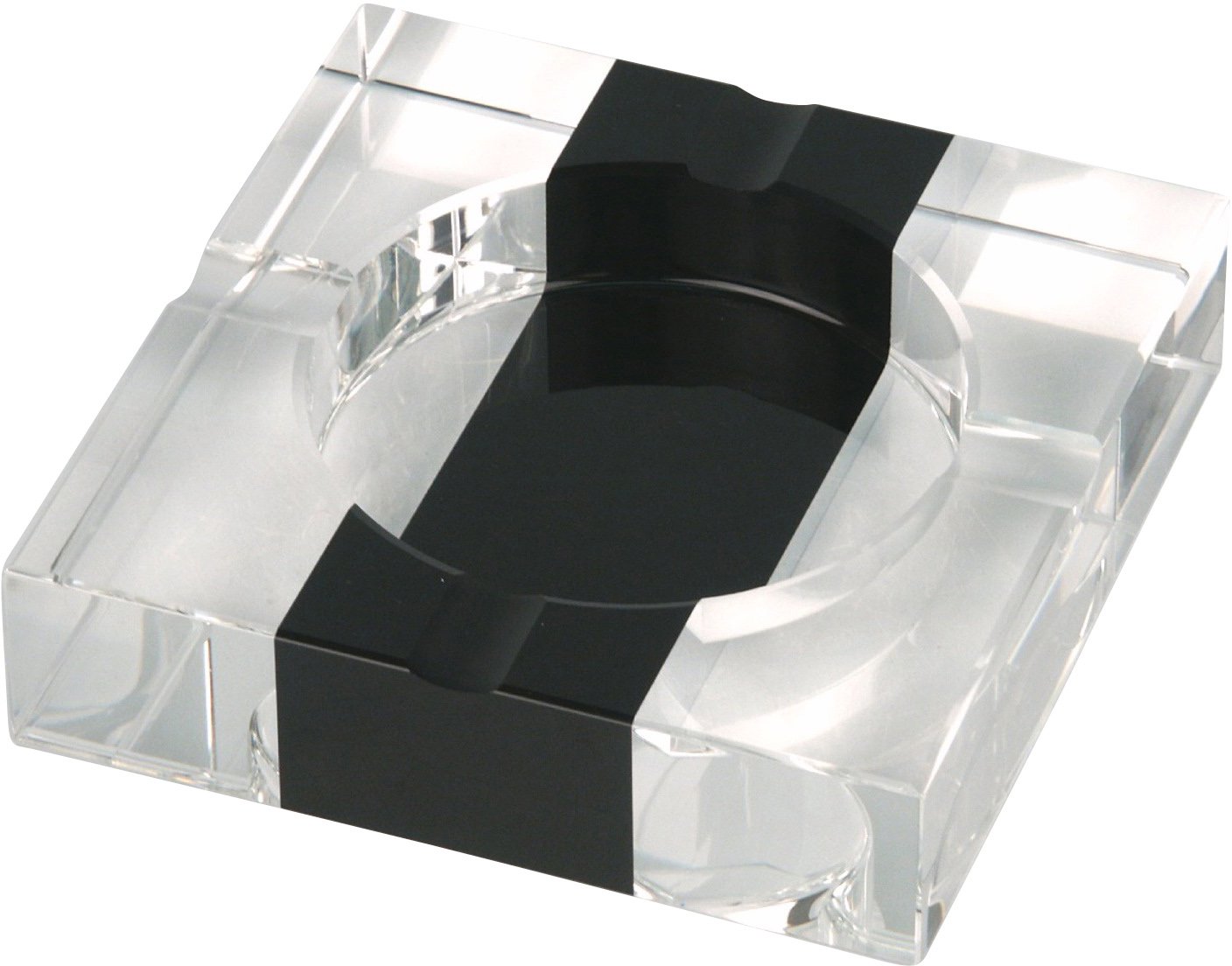 Classic Zigarrenascher Kristallglas schwarzer Streifen für 4 Zigarren (523545)