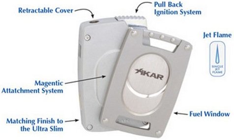 Xikar Ultra Slim Xi Cutter & Feuerzeug Silber Detailbild