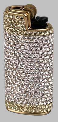  Bic Feuerzeughülle mit Swarovski-Steinen weiß gold (019225)
