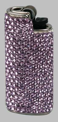  Bic Feuerzeughülle mit Swarovski-Steinen lila (019229)