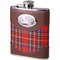 Classic Taschenflasche Edelstahl/Leder braun/Schottenkaro rot 180 ml (725621)