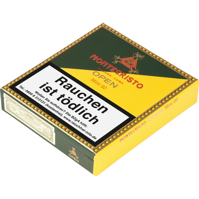 20er Schachtel Montecristo Open Mini Zigarillos von der Seite